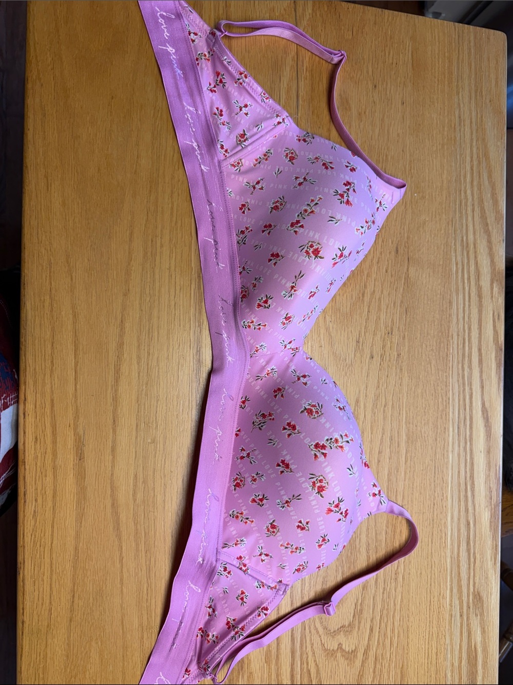 PINK Victoria's Secret Light Pink Floral Wireless Bra
